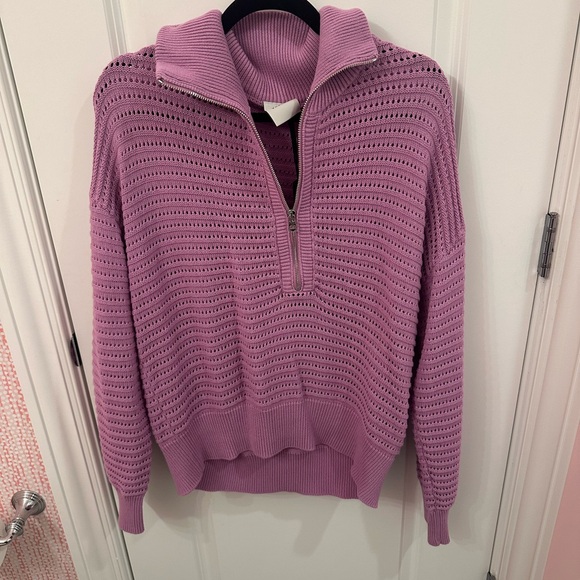 NWT Varley Women’s Tara Pointelle Half Zip sweater size medium color Smog - Picture 7 of 7